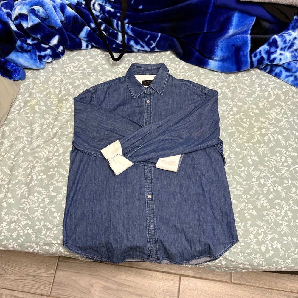 rag & bone Dark Blue Button Down Shirt
